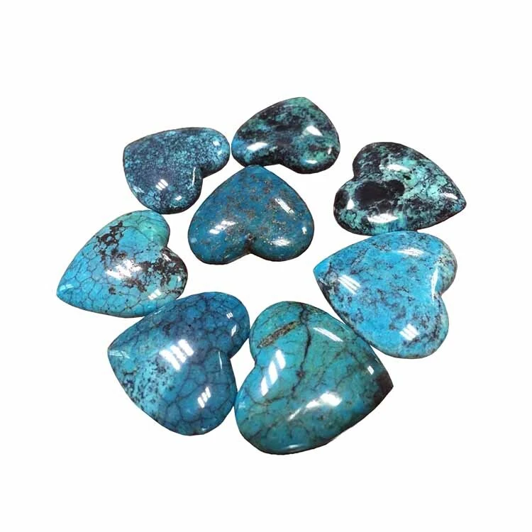 Tembaga Bule Natural Turquoise Heart Cabochon Panas 1