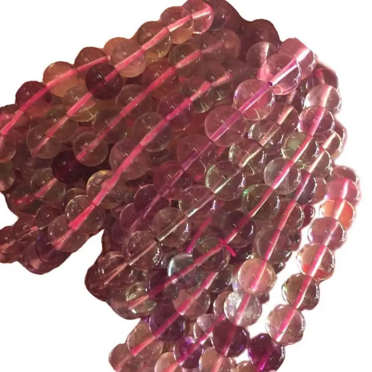 All'ingrosso un grado arcobaleno fluorite perline rotonde, perline della pietra preziosa, mutli-colore 1