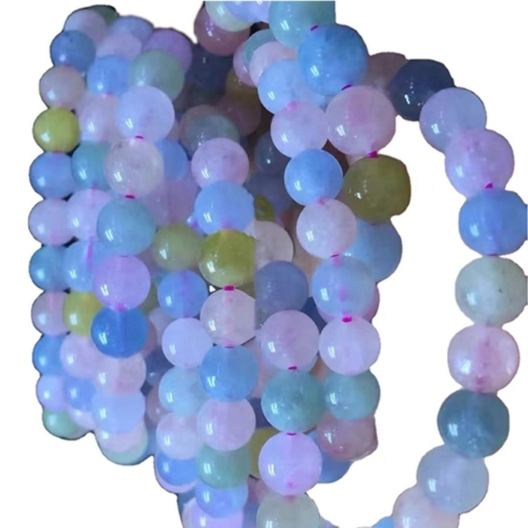 Jualan Panas Berkualiti Tinggi Morganite Round Beads Gelang untuk Wanita 1