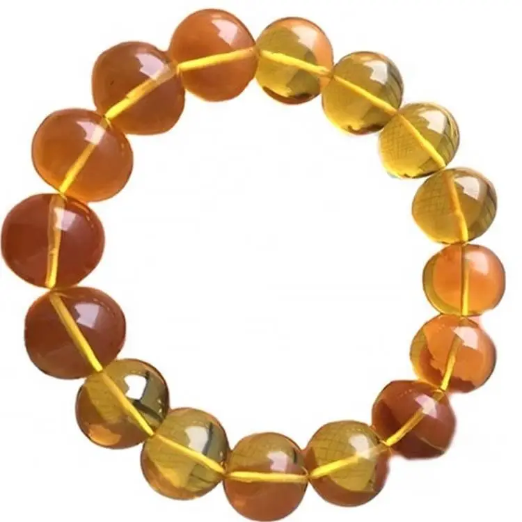 Le perle rotonde di ambra gialla del Messico da 16 mm creano gioielli con bracciale Gioielli con bracciale in ambra 1