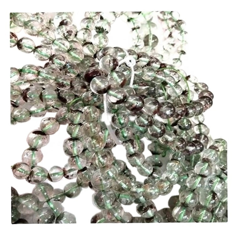 Factory direct make wholesale natural ghost phantom quartz round beads strands 1