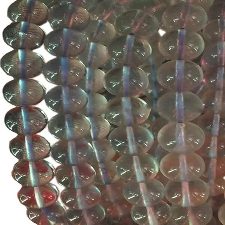 Manik pusingan fluorite tangan digawe kalung lan gelang 1