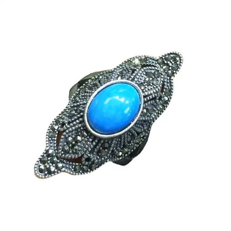 Beautiful and noble peacock Turquoise  ring  The main tone is blue  Jewelry 1