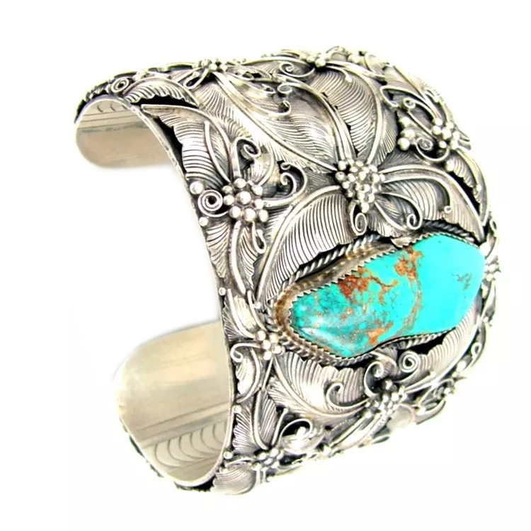 Turquoise Gemstone Cuff Bangle,925 Sterling Silver Pave Diamond Fashion Cuff Bangle Handmade Jewelry 1