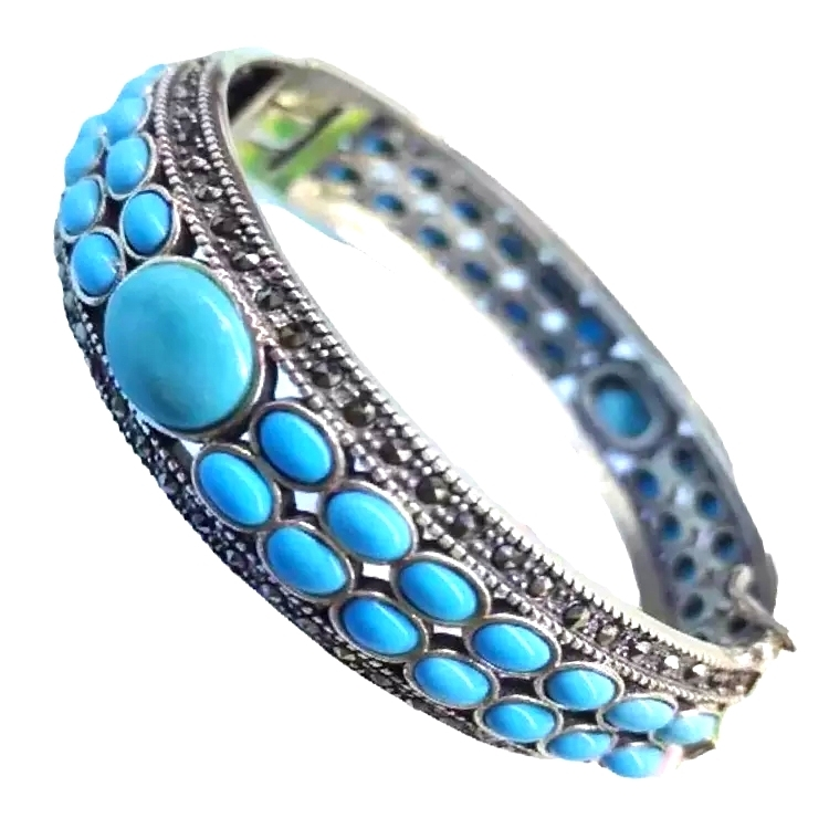 Naturally Turquoise mosaic cuff bangles Turquoise Bangles Silver Plated Gemstone 1