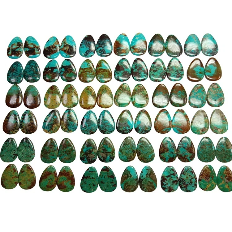 Turquoise tự nhiên Cabochon Pear Hình dạng chính hãng Tự nhiên lỏng lẻo Làm đá đá quý lỏng 1
