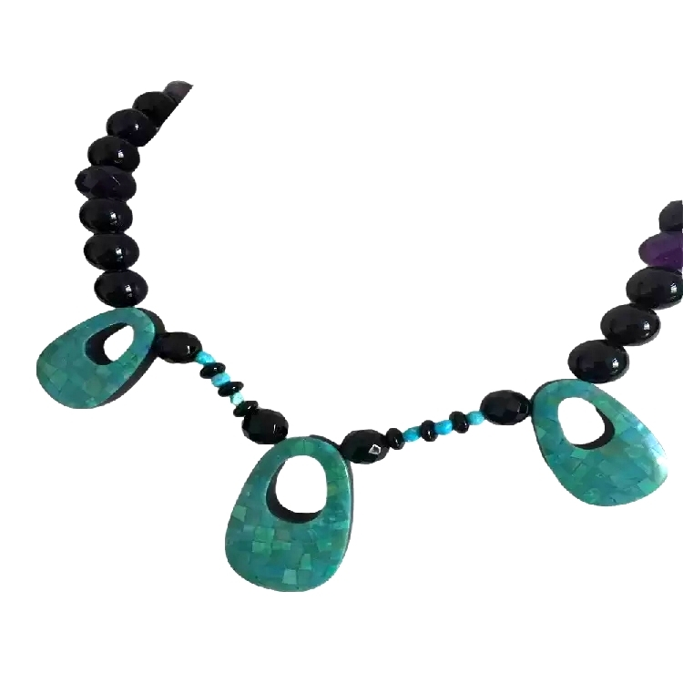 Natural turquoise beads necklace  handmade jewelry 1