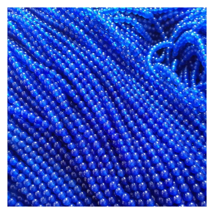 Cuentas redondas de jade azul con acabado opaco Hebra de jade Mashan azul 1