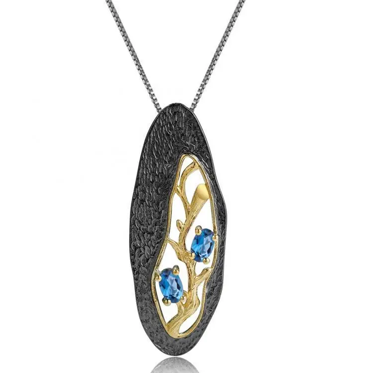 Sininen Sapphire Kaulakoru / 14K Solid Gold Sapphire Kaulakoru / lahja äiti 1