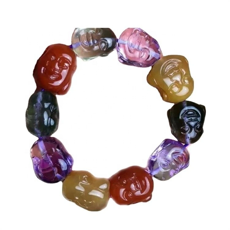 Il braccialetto del beadle scolpito della pietra preziosa del quarzo di colore diverso naturale è il braccialetto dell'ingrosso 1