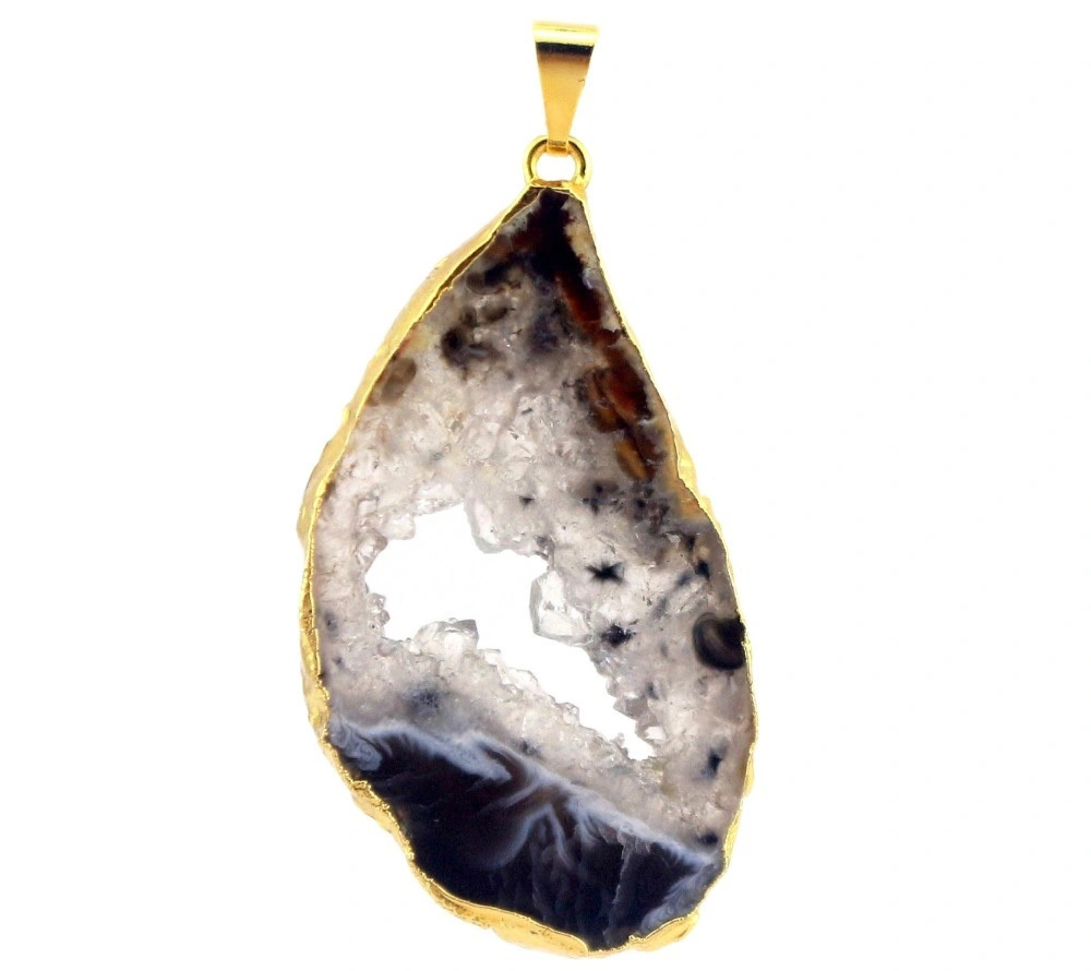 Natural Crystal Quartz Drusy Point Pendants 1