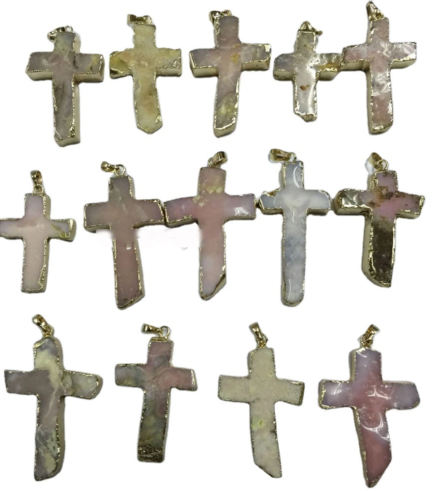 Tamaina askea 18kgold Cross Agate zintzilikarioa handizkako egin 1