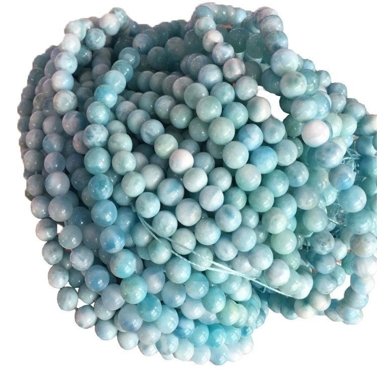 Cuentas redondas naturales clásicas Larimar Cuerdas de piedras preciosas 1