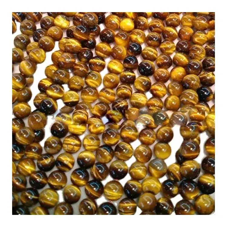 Cuentas de ojo de tigre amarillo Piedra de piedras preciosas genuinas de alta calidad Ronda de piedras sueltas de 6 mm 8 mm 10 mm 12 mm Opciones de lote a granel 1