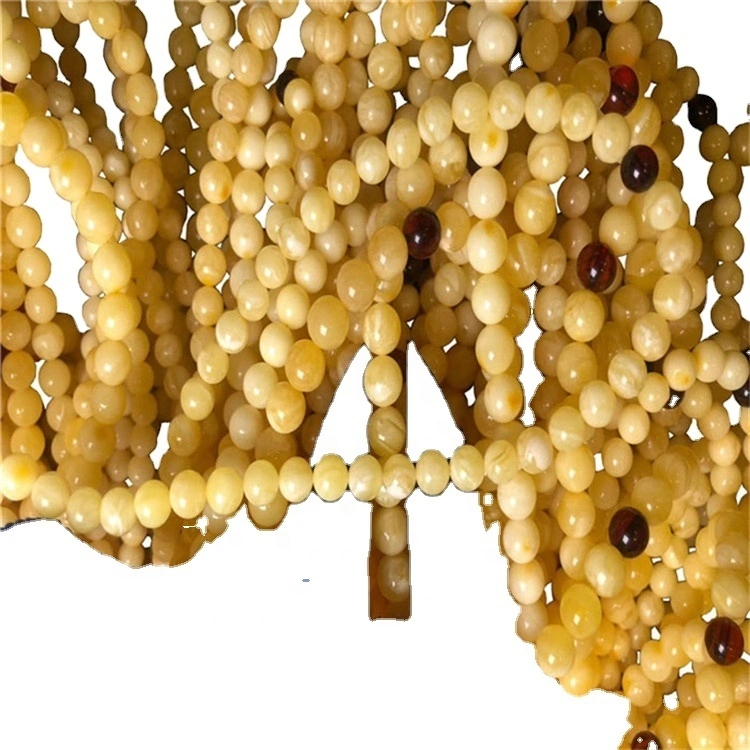 Perlas redondas de ámbar sueltas perlas de ámbar natural Piedra preciosa pulida para la fabricación de joyería 1