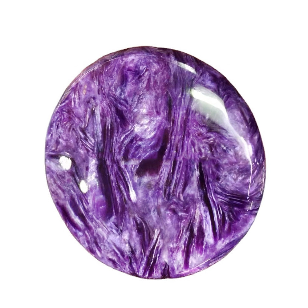 Charowe Cabochon មានគុណភាពខ្ពស់ដែលមានគុណភាពខ្ពស់រុស្ស៊ី Gemstone ពណ៌ស្វាយពណ៌ស្វាយមានរាងមូល 1