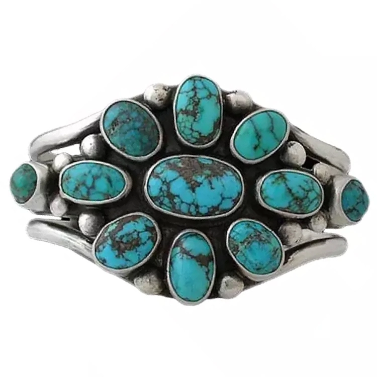 Genolina artesanal Turquoise Turquia lliure 925 Sterling Bangles Joieria Venda a l'engròs turquesa de plata Bangles de plata Joieria 1