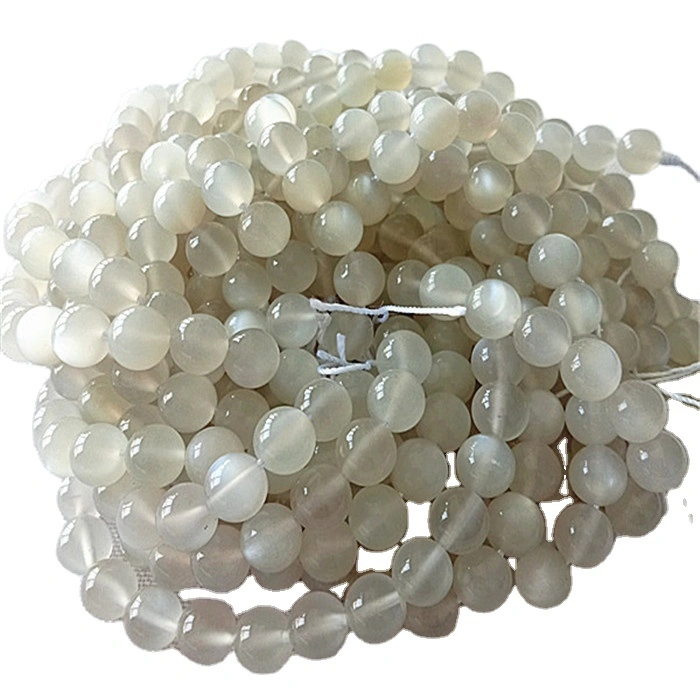 Natural White Moonstone 3A umferð lögun perlur og slétt gemstone strengi 1
