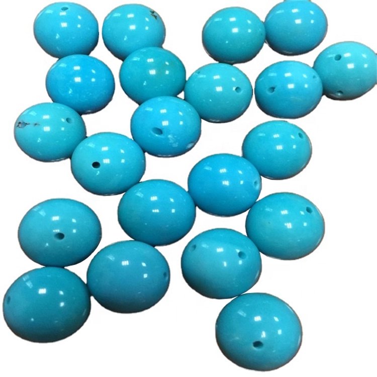 2mm sliepende skientme turquoise natuerlike rûne kralen 1