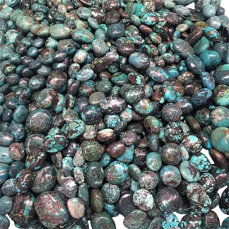 Natural Turquoise stone jewelry Smooth Dark Blue Turquoise Oval Beads Strand Turquoise 1