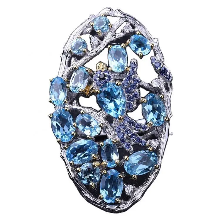 925 Rings Corundum Blue Corundum 1
