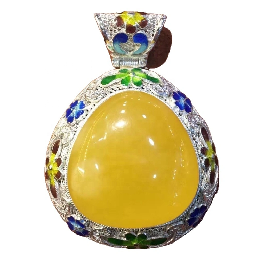 Hot Sale 925 Silver Pendant Natural Amber Smycken 1
