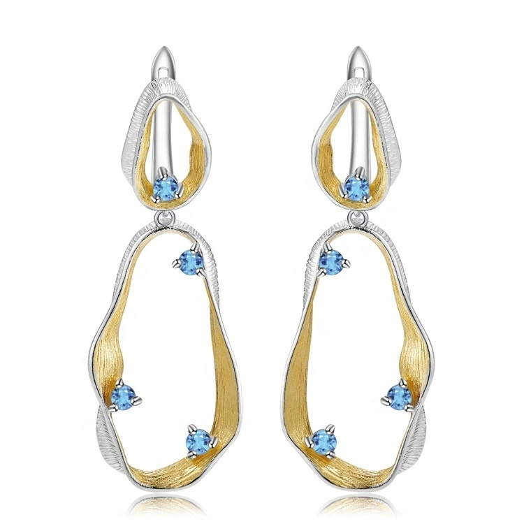 Hàng mới Trang sức mùa xuân Sê-ri 925 Sterling Bạc Bông tai màu xanh tự nhiên cho phụ nữ Bán buôn 1