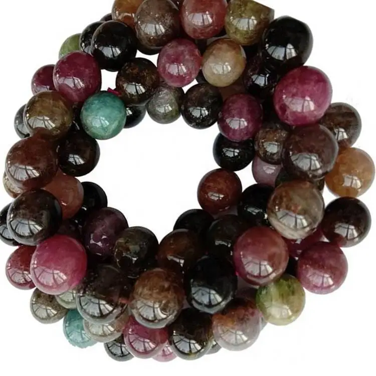 Moda Natural colorat Turmalina Bratara bijuterii pentru femei Stretch Round Beads Gemstone 1