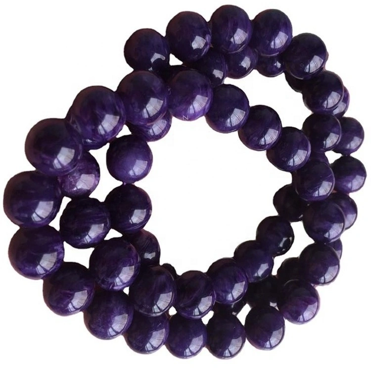 Round Natural Top Precious Charoite Gemstone Beads / Customizable Bracelet / Unisex Jewellery 1