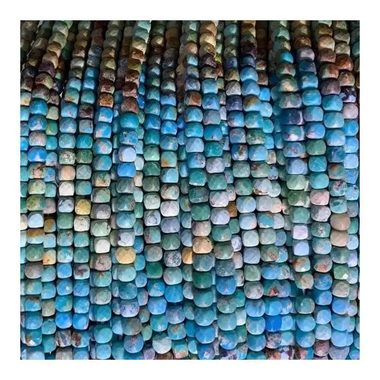 Natuerlik turquoise kralen echte turquoise faceted cube plein loose edelstien kralen 1