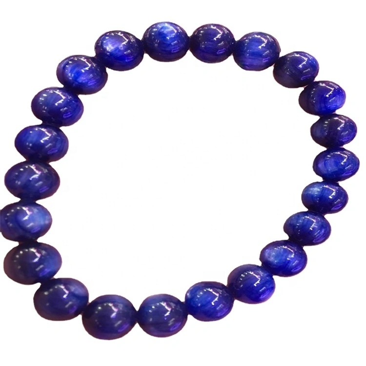Natirèl Blue Kyanit Pèl Braslè / Gemstone Unisèks Braslè / Customizable 1