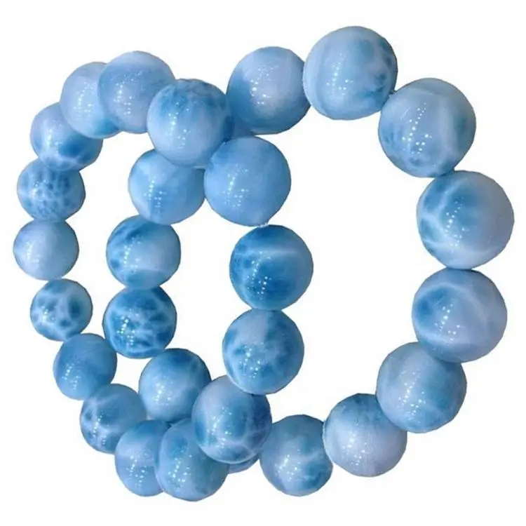 Wholesale anga bluu asili larimar vikuku gemstone beaded vikuku. 1