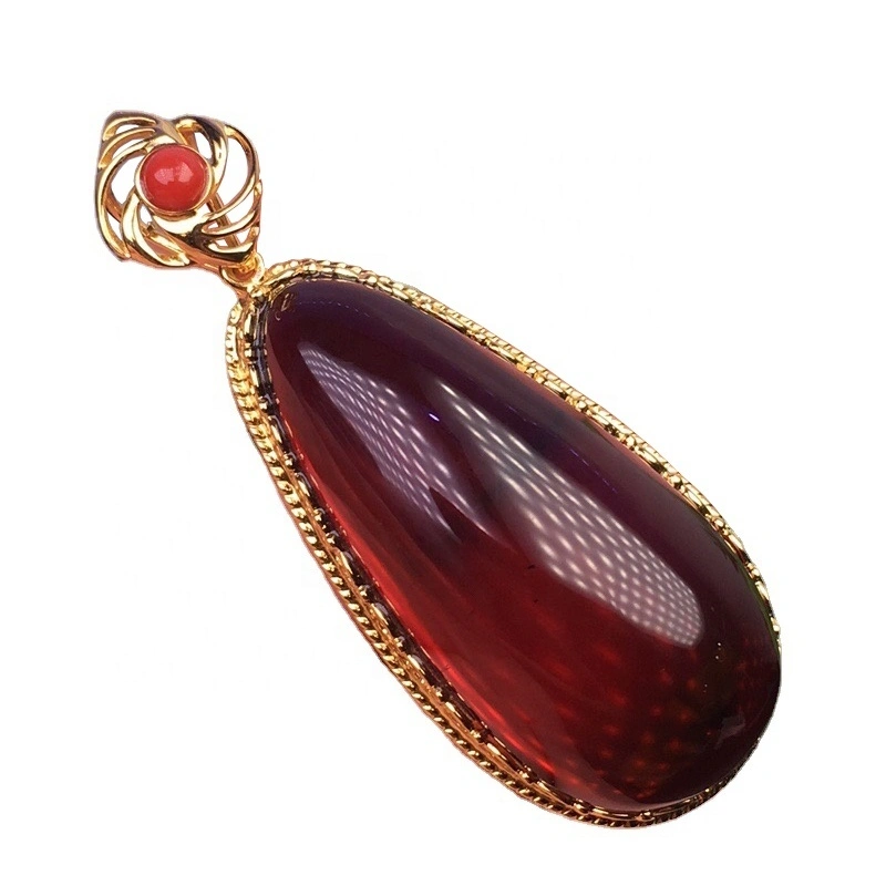 Goud plateare reade Garnet Fuchsia-jierrente-pendant 1