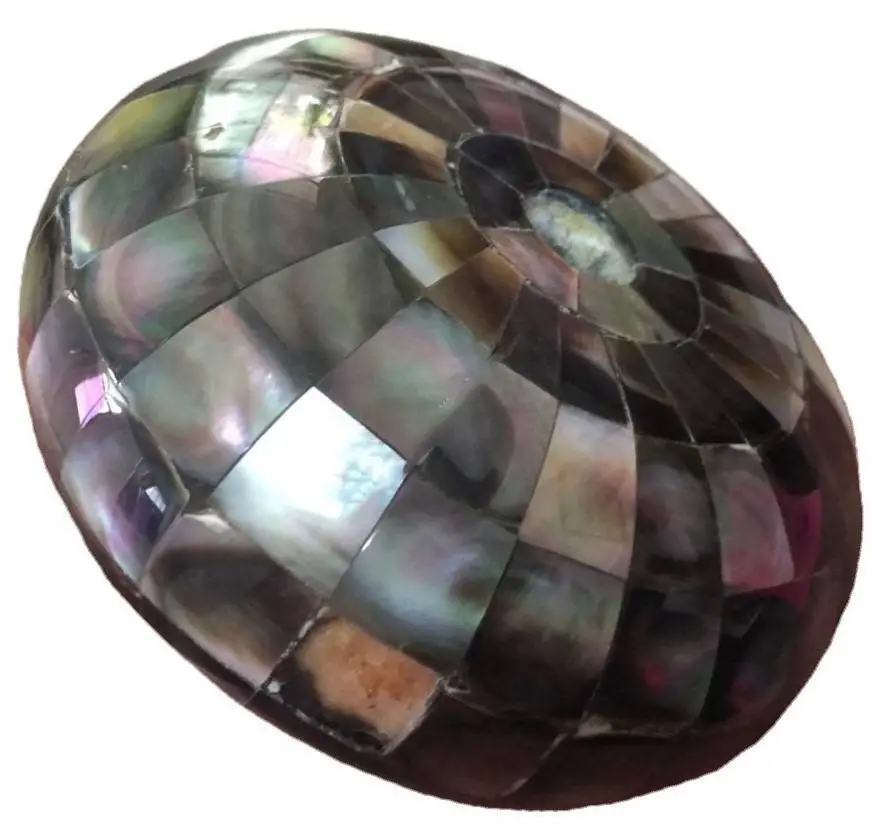 Paua Shell + Moss Mosser Checker រាងមូលមានរាងមូល 1