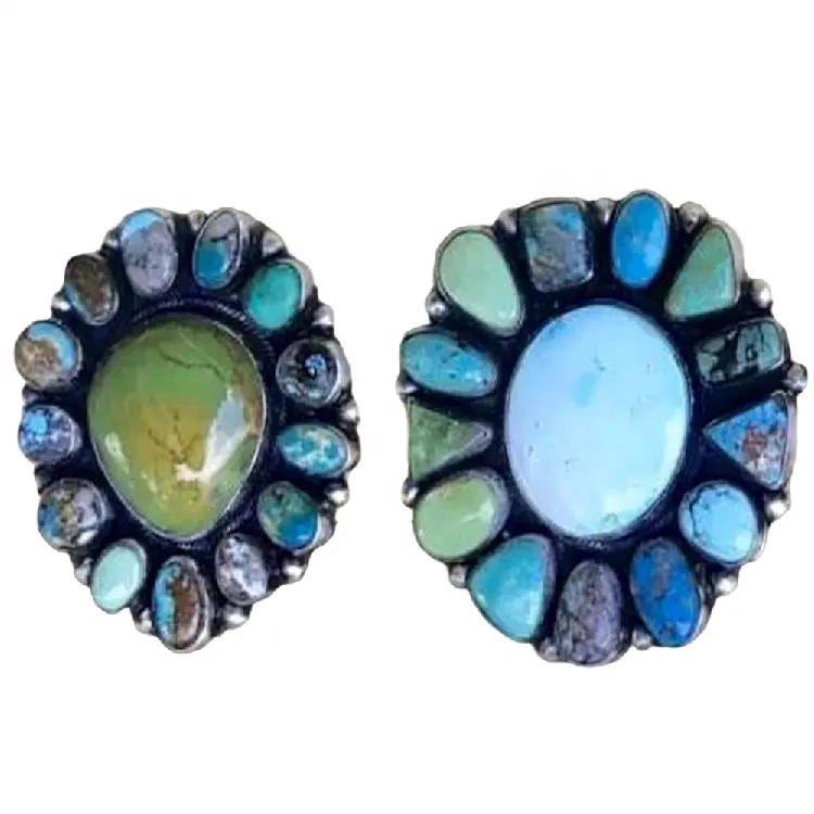 Prirodna tirkizna kamena Naušnice Moda jednostavna naušnica Solid 925 Sterling Silver Turquoise Earrings 1