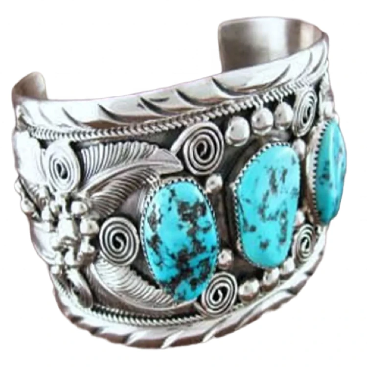 Eastát Jewelry Biandáil Turquoise Bangle Turquoise Meiriceánach Dúchasach 1