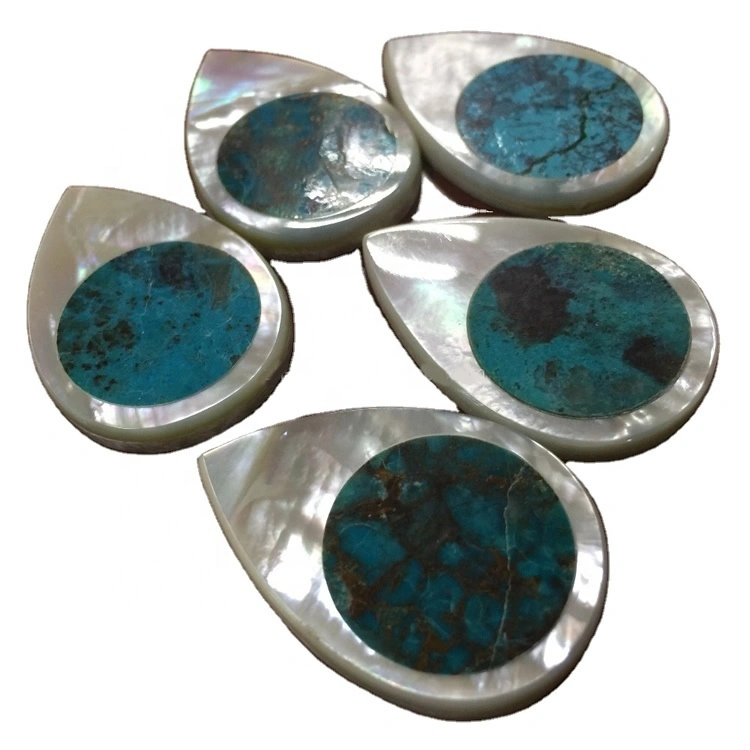 Turquoise MOP Shell Mosaic Cabochons Abalone Mosaic MOP نەشپۈت دەرىخى مەرۋايىت 1