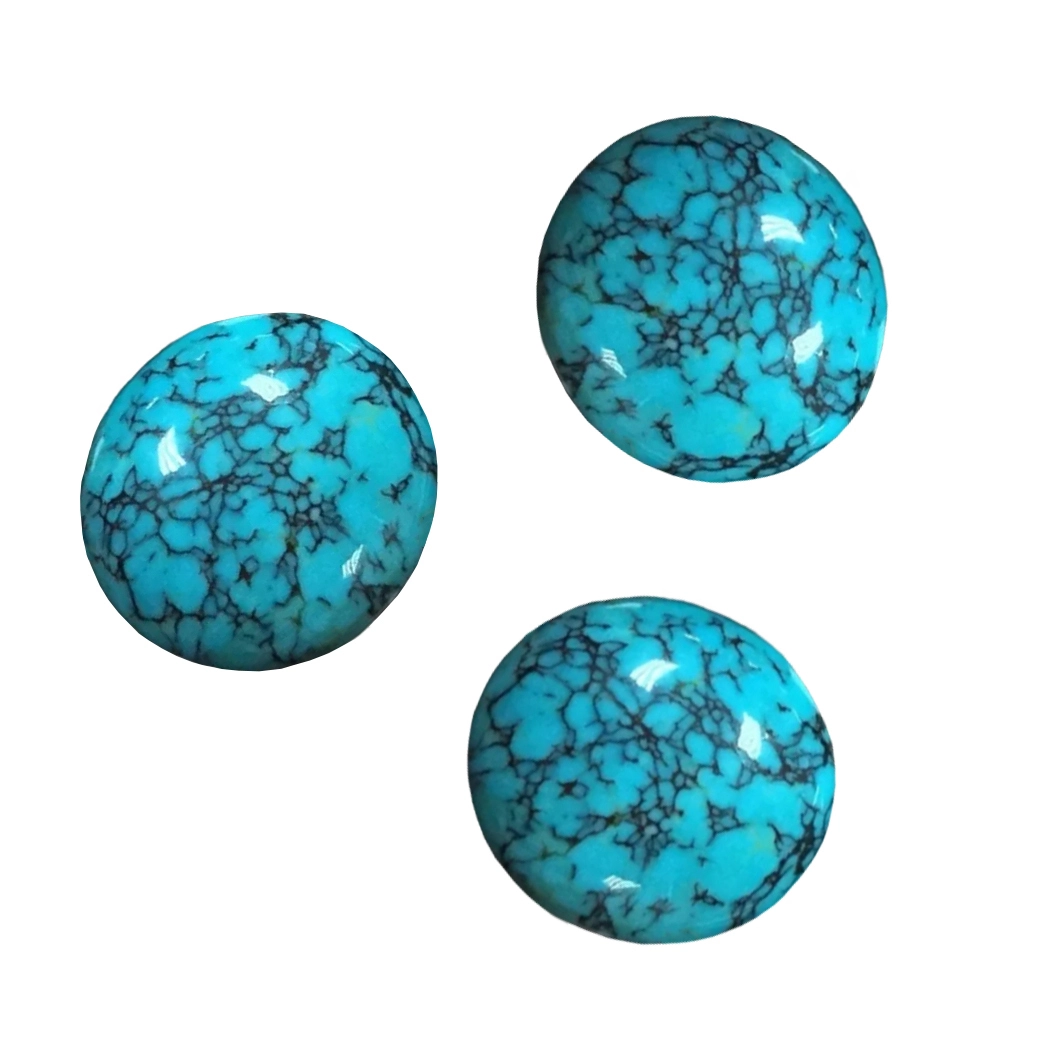 Natural Tibetana Turquoise Vatosoa Top Quality Turquoise Round Cabochon Turquoise Vatosoa Fanamboarana firavaka 1
