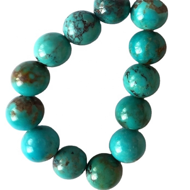 Real firuzəyi daş firuzəyi dəyirmi muncuq mavi firuzəyi dəyirmi gemstone muncuq 1