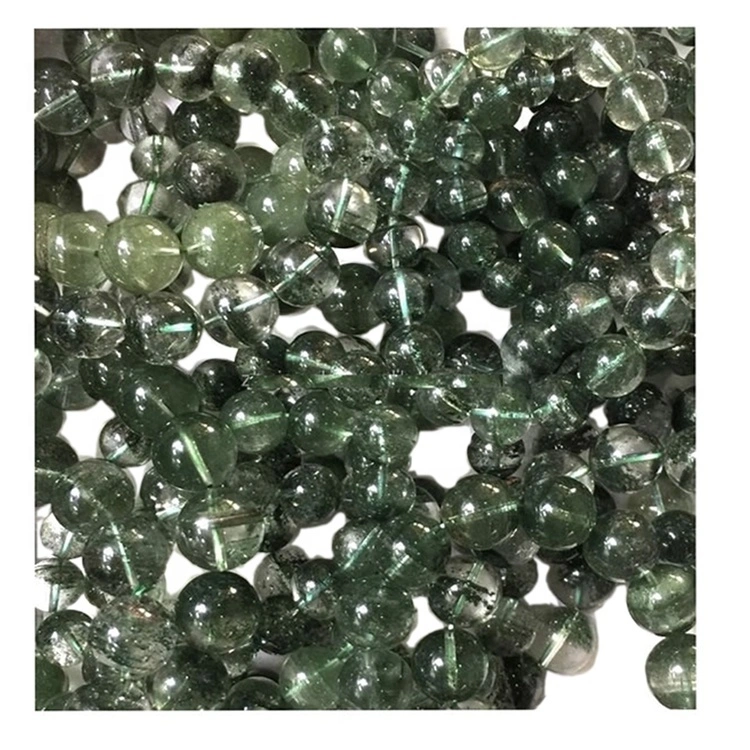 ירוק פנטום חרוזים ו Cabochon להפוך סיטוני קריסטל קוורץ אבני חן פנטום ירוק טחב כיתה 6mm 8mm 10mm 12mm עגול loo 1