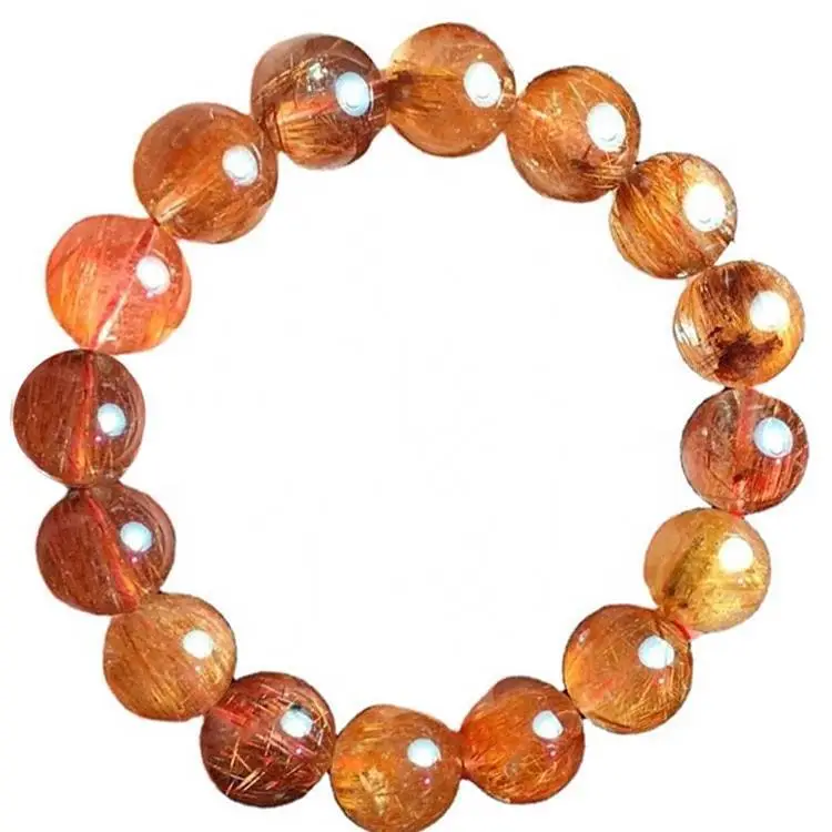 សក់ពណ៌មាស rutilated quartic quartz empstone មូលលាតសន្ធឹងខ្សែដៃ 1