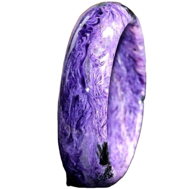 Gets Charoite Beat Bangle Top Quality Natural Dark Purple Bangle Brazalete Hecho a mano 1