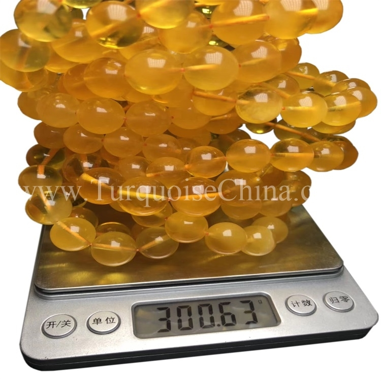 Prachtige prachtige giele amber rûn beeswax-armband foar fancy styl 1