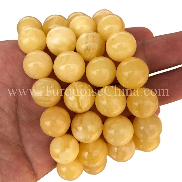 Genuine Natural Yellow Amber Gemstone Clear Beads Women Bracelet Certificate AA 1