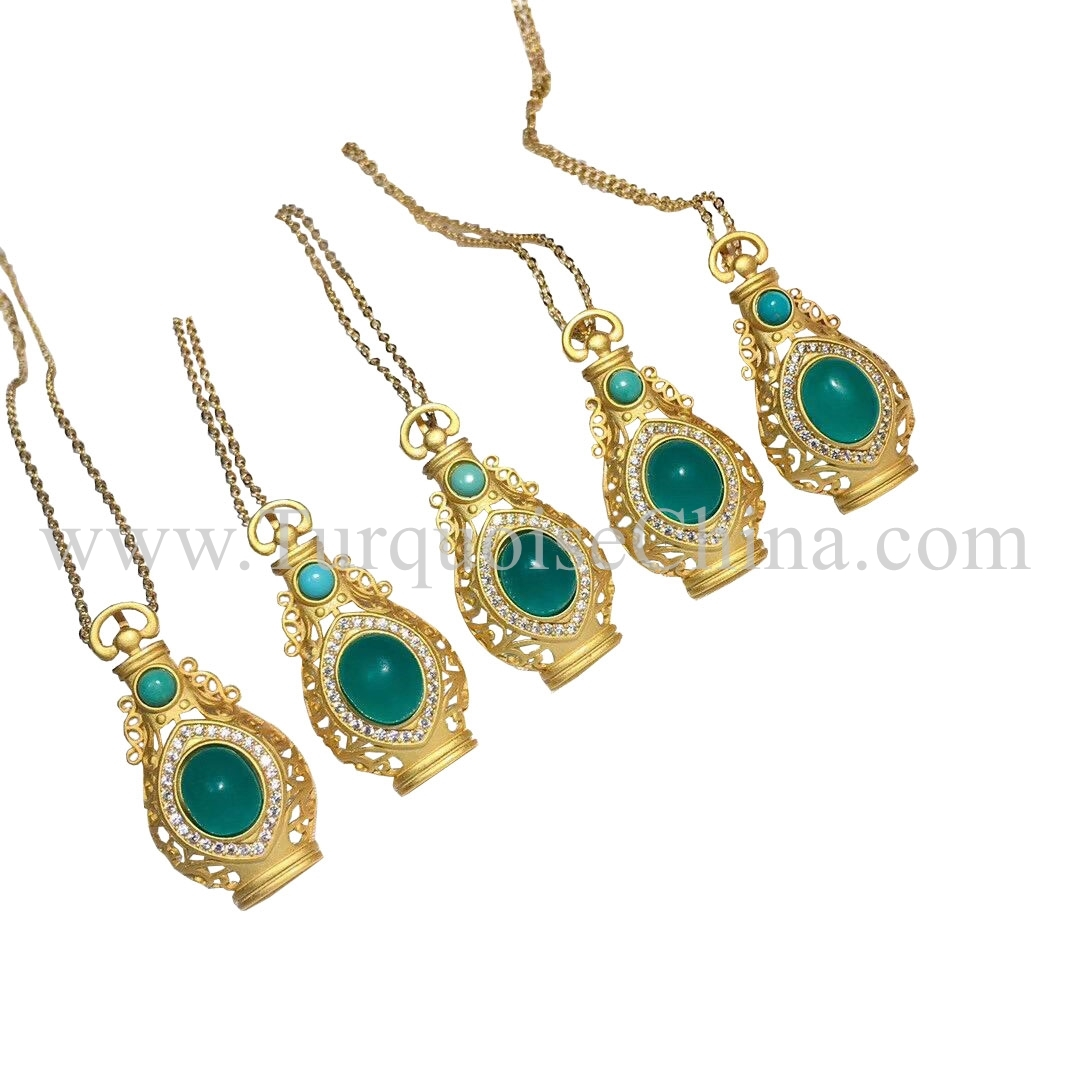Təbii gözəl firuzəyi asqı ureolate Amazonite və firuzəyi boyunbağı 1