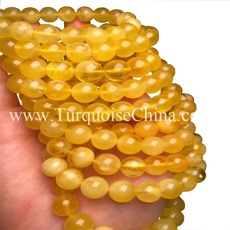 Amber Cabochons Gemstone Vintage Bratara de margele galbene 1