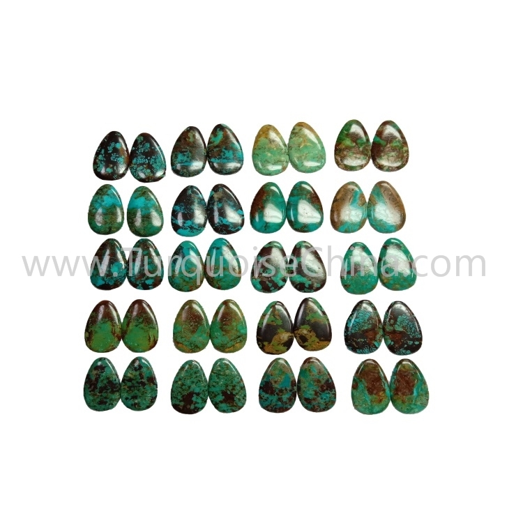 Earrings માટે 35.7x18.7x3.8mm જેન્યુન પીરોજ પિઅર કેબોકોન જોડી 1