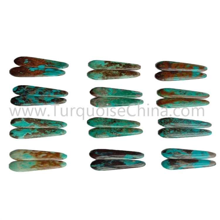 35x14x3.8mm Natural Turquoise Pairs Trapezoid Cabochon Wholesale 1