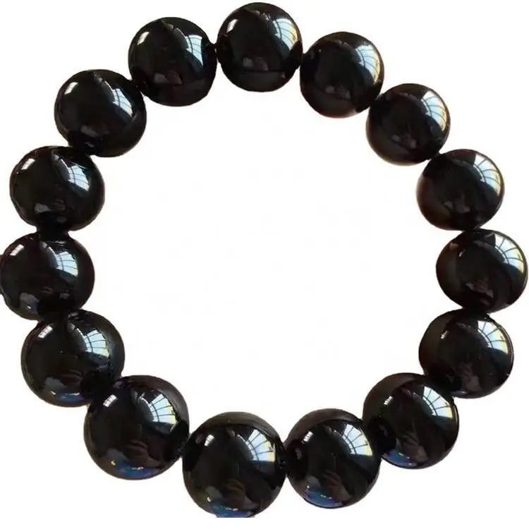 Natural black Tourmaline round Beads Bracelet Rubellite fashionable women's Customizable bracelet 1
