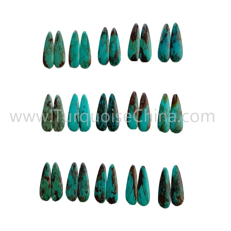 22x14x3.8mm indah Turquoise Pairs Polishing Segitiga Cabochon 1